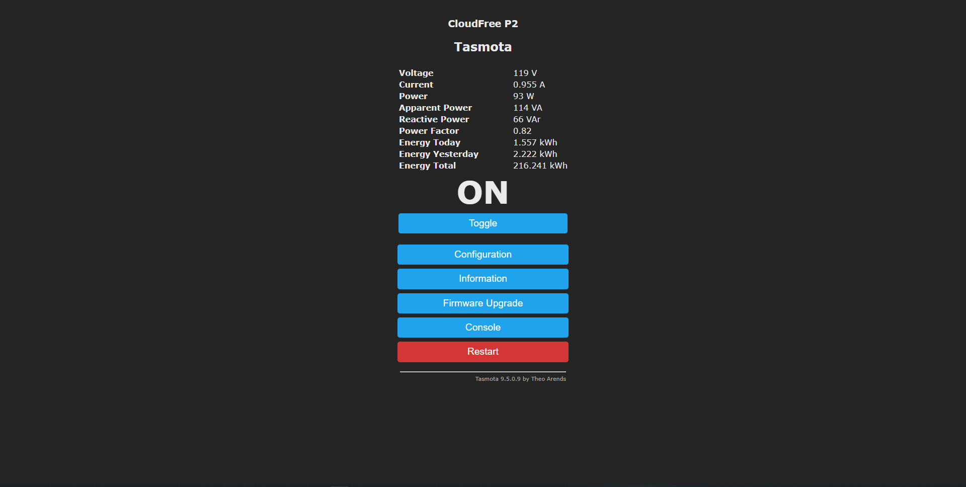 Tasmota Dashboard