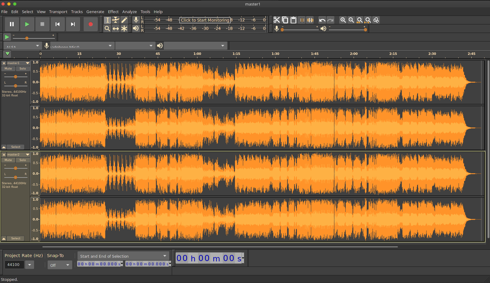 The files in Audacity
